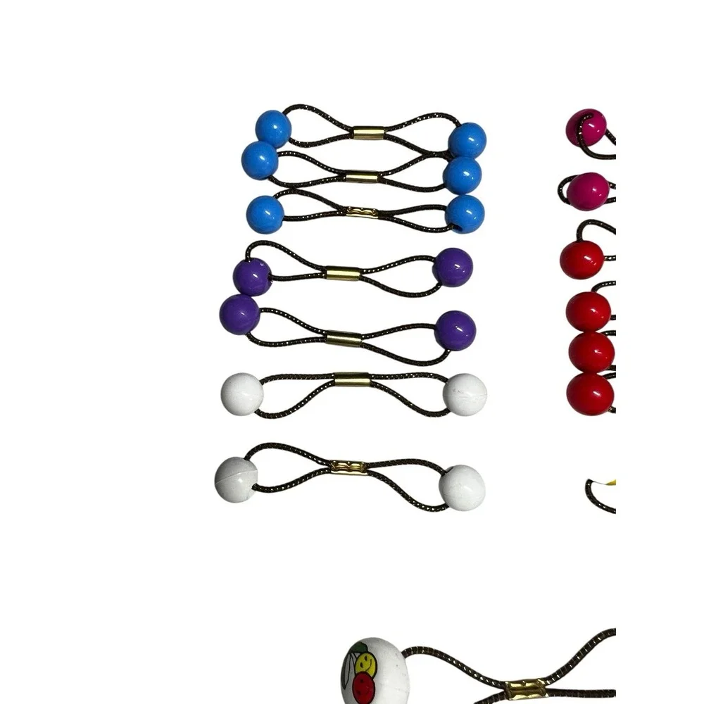 Lot of 16 Vintage 90s Hair Ties Ponytail Holders‎ Kidcore Y2K Cherry Smiley